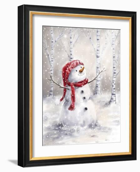 Snowman in Wood-MAKIKO-Framed Giclee Print