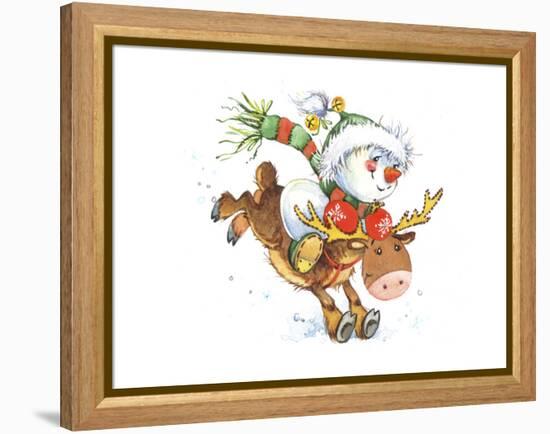 Snowman on a Reindeer-ZPR Int’L-Framed Premier Image Canvas