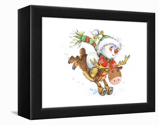 Snowman on a Reindeer-ZPR Int’L-Framed Premier Image Canvas