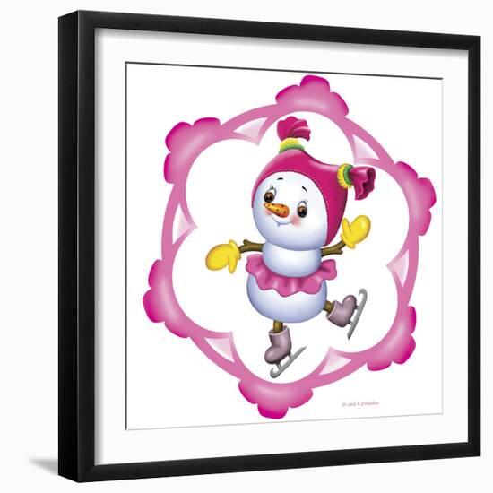 Snowman on the Skates-Olga And Alexey Drozdov-Framed Photographic Print