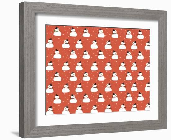 Snowman Pattern Red-Anne Cote-Framed Giclee Print