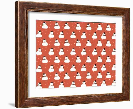 Snowman Pattern Red-Anne Cote-Framed Giclee Print