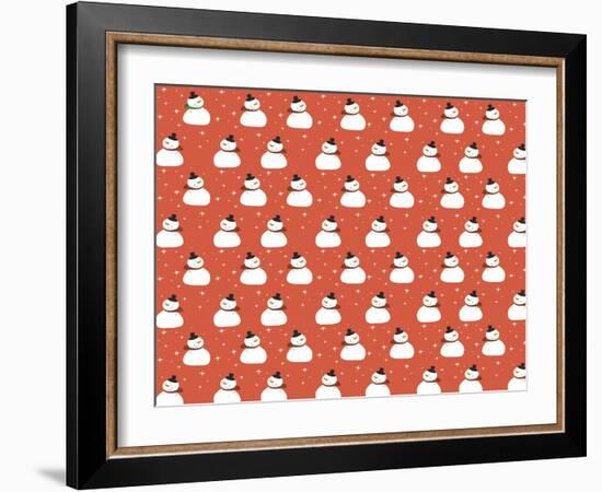 Snowman Pattern Red-Anne Cote-Framed Giclee Print