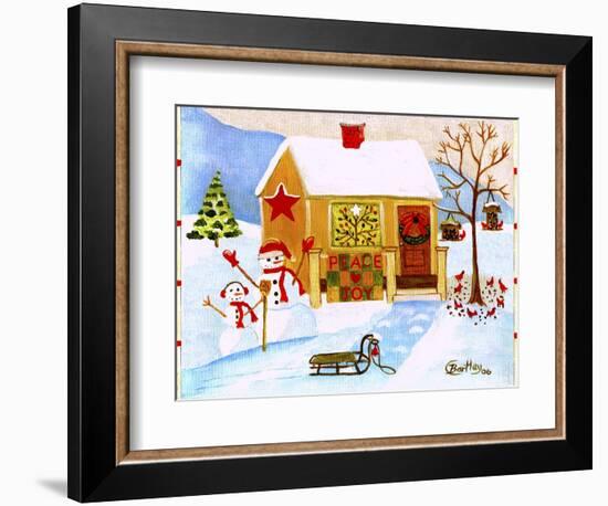 Snowman Peace And Joy-Cheryl Bartley-Framed Giclee Print