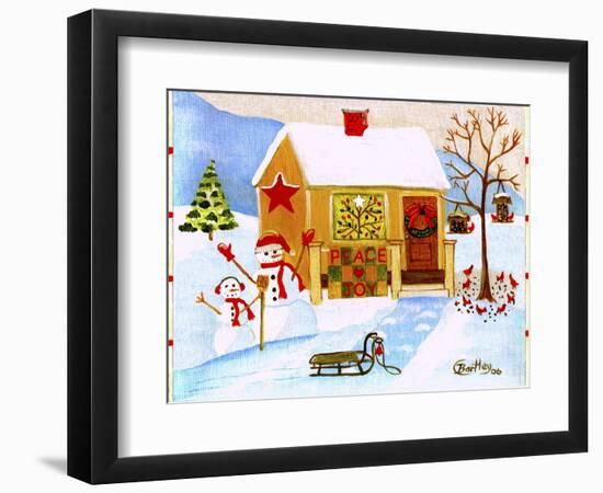 Snowman Peace And Joy-Cheryl Bartley-Framed Giclee Print