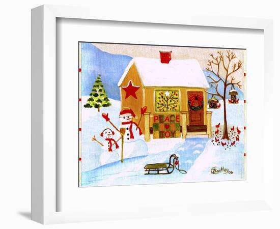 Snowman Peace And Joy-Cheryl Bartley-Framed Giclee Print