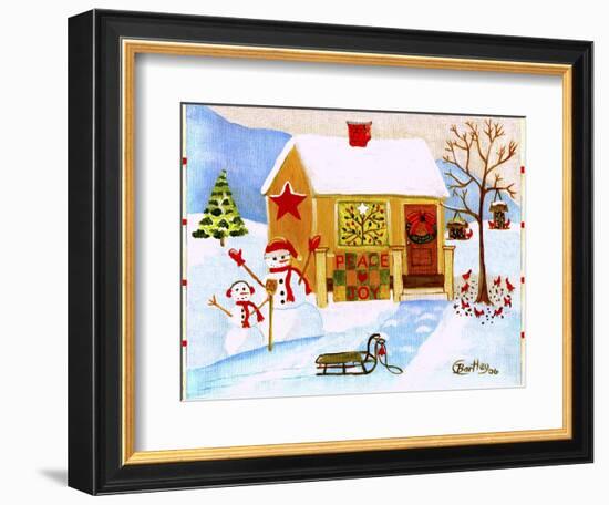 Snowman Peace And Joy-Cheryl Bartley-Framed Giclee Print