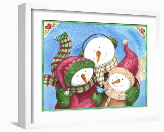 Snowman with Bluebird-Melinda Hipsher-Framed Giclee Print
