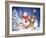 Snowman with dogs in wood-MAKIKO-Framed Giclee Print