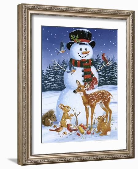 Snowman with Friends-William Vanderdasson-Framed Giclee Print