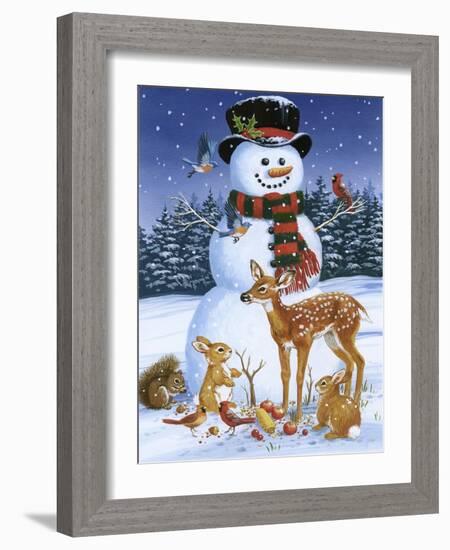 Snowman with Friends-William Vanderdasson-Framed Giclee Print