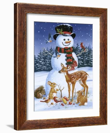 Snowman with Friends-William Vanderdasson-Framed Giclee Print