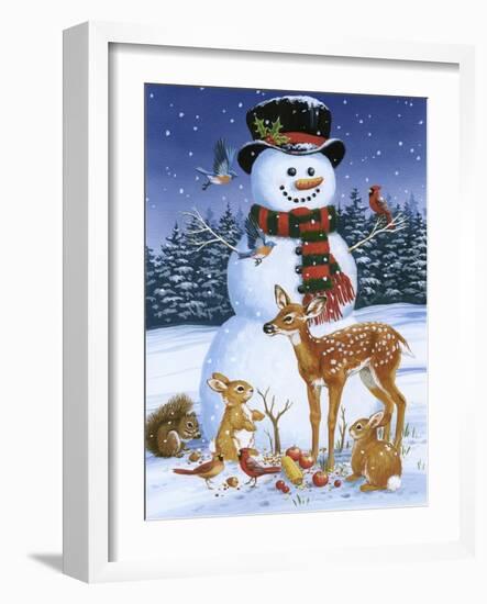 Snowman with Friends-William Vanderdasson-Framed Giclee Print