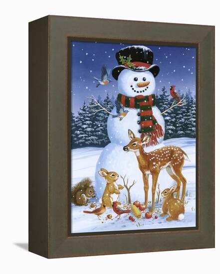 Snowman with Friends-William Vanderdasson-Framed Premier Image Canvas