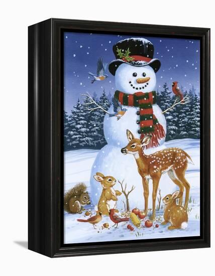 Snowman with Friends-William Vanderdasson-Framed Premier Image Canvas