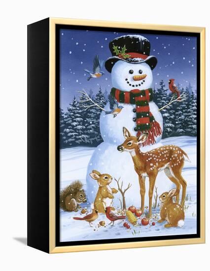 Snowman with Friends-William Vanderdasson-Framed Premier Image Canvas