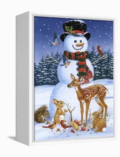 Snowman with Friends-William Vanderdasson-Framed Premier Image Canvas