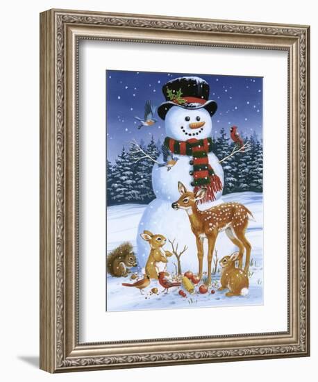 Snowman with Friends-William Vanderdasson-Framed Giclee Print