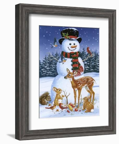 Snowman with Friends-William Vanderdasson-Framed Giclee Print