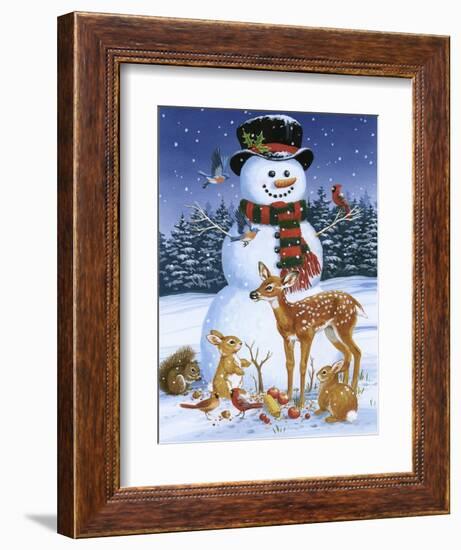 Snowman with Friends-William Vanderdasson-Framed Giclee Print