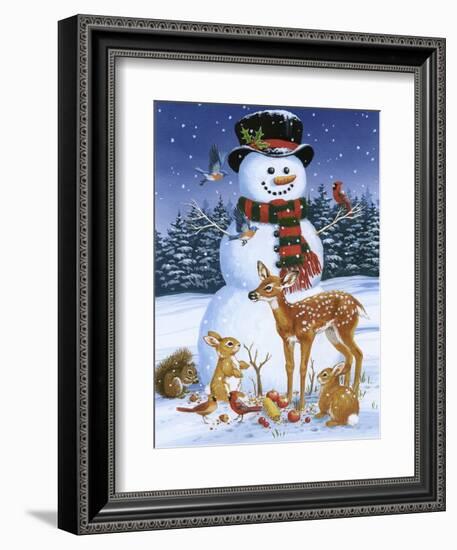 Snowman with Friends-William Vanderdasson-Framed Giclee Print