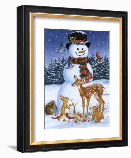 Snowman with Friends-William Vanderdasson-Framed Giclee Print