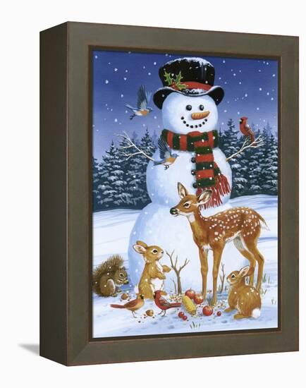 Snowman with Friends-William Vanderdasson-Framed Premier Image Canvas