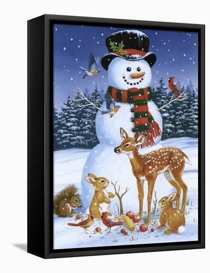 Snowman with Friends-William Vanderdasson-Framed Premier Image Canvas