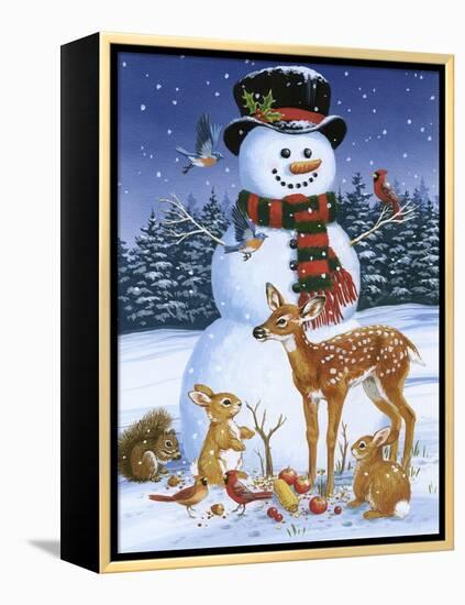 Snowman with Friends-William Vanderdasson-Framed Premier Image Canvas