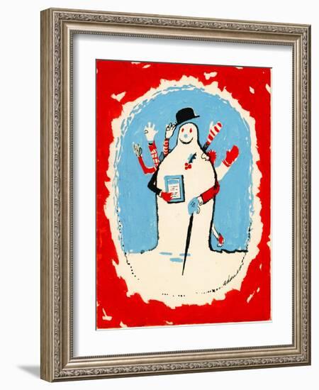 Snowman with Many Arms, 1970s-George Adamson-Framed Giclee Print