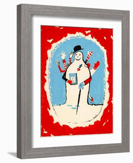 Snowman with Many Arms, 1970s-George Adamson-Framed Giclee Print