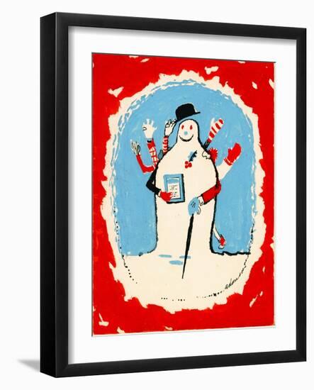 Snowman with Many Arms, 1970s-George Adamson-Framed Giclee Print