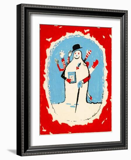 Snowman with Many Arms, 1970s-George Adamson-Framed Giclee Print