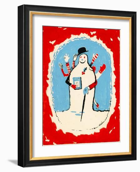 Snowman with Many Arms, 1970s-George Adamson-Framed Giclee Print