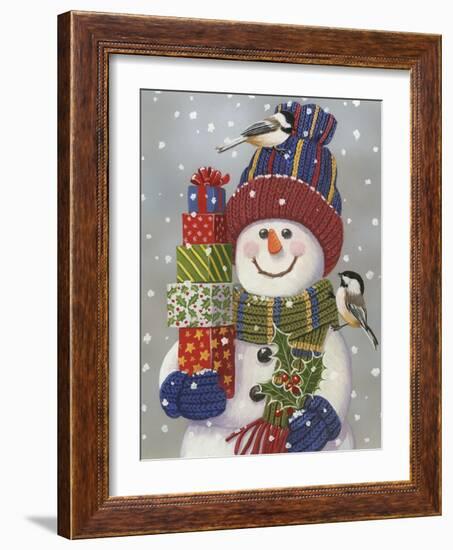 Snowman with Presents-William Vanderdasson-Framed Giclee Print