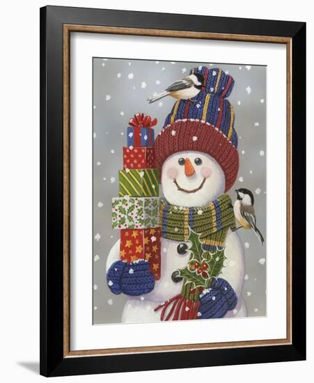 Snowman with Presents-William Vanderdasson-Framed Giclee Print