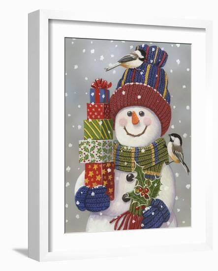 Snowman with Presents-William Vanderdasson-Framed Giclee Print