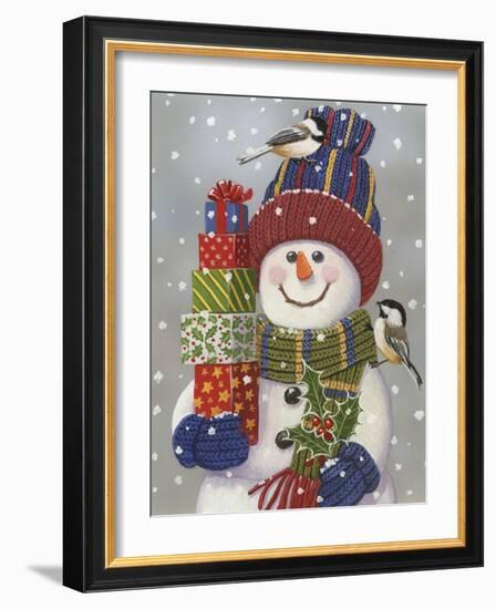 Snowman with Presents-William Vanderdasson-Framed Giclee Print