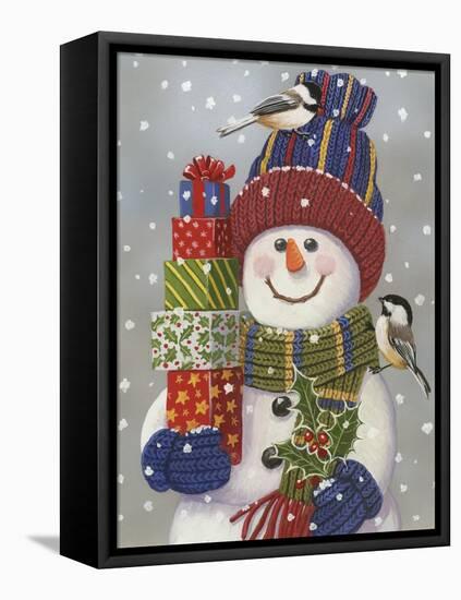 Snowman with Presents-William Vanderdasson-Framed Premier Image Canvas