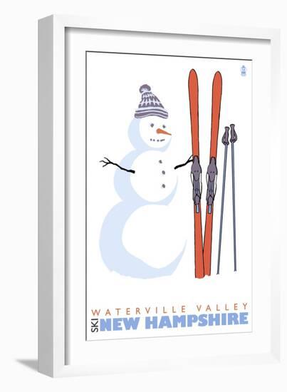 Snowman with Skis, Waterville Valley, New Hampshire-Lantern Press-Framed Art Print