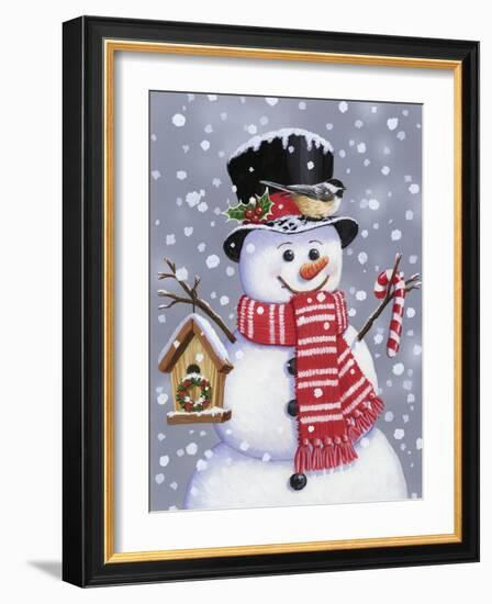 Snowman with Tophat-William Vanderdasson-Framed Giclee Print