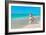 Snowmans Family at Sea Beach in Santa Hat. New Years and Christmas-EMprize-Framed Photographic Print