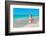 Snowmans Family at Sea Beach in Santa Hat. New Years and Christmas-EMprize-Framed Photographic Print