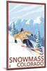 Snowmass, Colorado - Downhill Skier-Lantern Press-Mounted Art Print