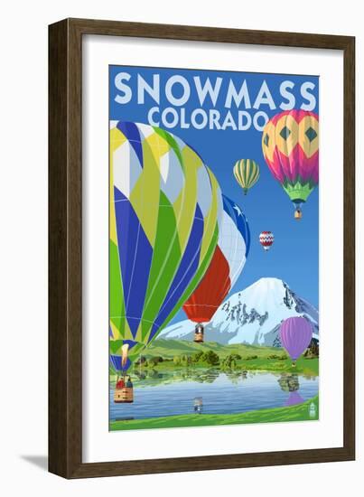 Snowmass, Colorado - Hot Air Balloons-Lantern Press-Framed Art Print