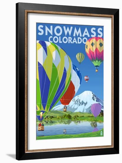 Snowmass, Colorado - Hot Air Balloons-Lantern Press-Framed Art Print