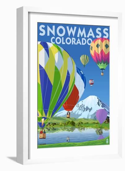 Snowmass, Colorado - Hot Air Balloons-Lantern Press-Framed Art Print