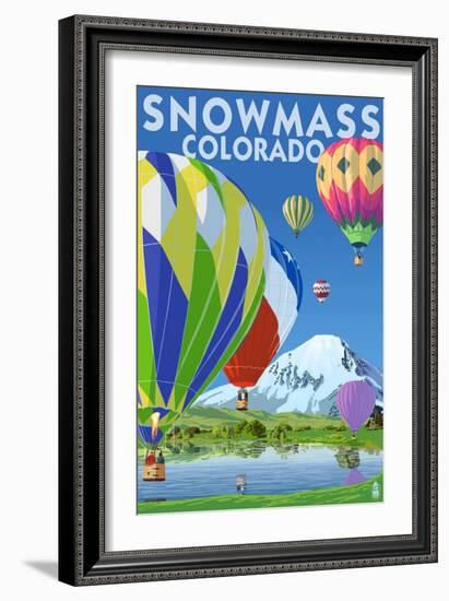 Snowmass, Colorado - Hot Air Balloons-Lantern Press-Framed Art Print