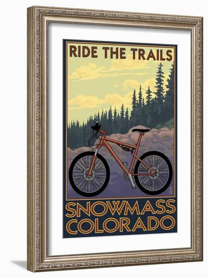 Snowmass, Colorado - Mountain Bike-Lantern Press-Framed Art Print
