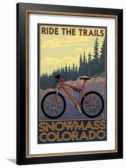 Snowmass, Colorado - Mountain Bike-Lantern Press-Framed Art Print